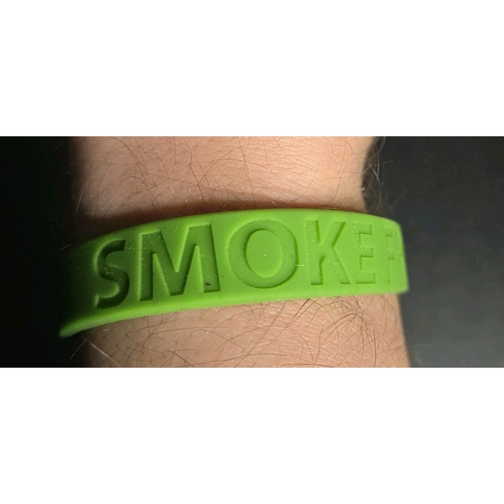 Green Smoke Free Silicone Wristband Bracelet Anti Smoking Awareness